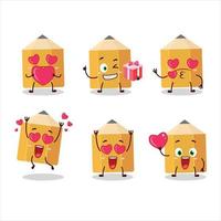 Pencil cartoon character with love cute emoticon vector