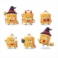 Halloween expression emoticons with cartoon character of pencil vector