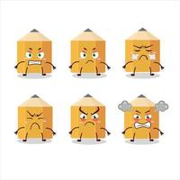 Pencil cartoon character with various angry expressions vector