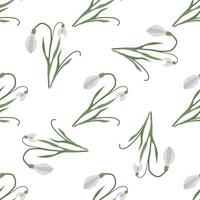 Seamless pattern with spring flowers and snowdrops vector