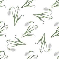 Seamless pattern with spring flowers and snowdrops vector