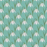 Seamless pattern with spring flowers and snowdrops vector