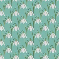 Seamless pattern with spring flowers and snowdrops vector