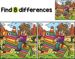 Cinco de Mayo Child Pinata Find The Differences vector