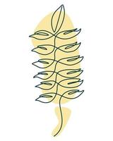 Continuous one simple single abstract line drawing of wheat plant icon. Linear stylized. vector