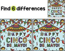 Happy Cinco de Mayo Banner Find The Differences vector