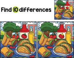 Cinco de Mayo Tacos, Burrito Find The Differences vector