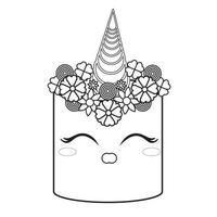 Unicorn Cake Decorative Coloring vector