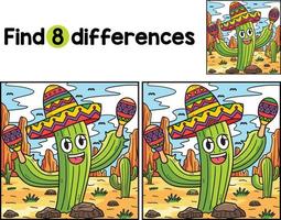 Cinco de Mayo Cactus sombrero Find The Differences vector