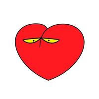 Sad Heart Icon, funny cartoon character flat style for graphic and web design logo pictogram. vector