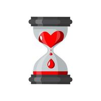 reloj de arena con un corazón y gotas de sangre vector