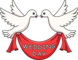 Wedding Day Dove Cartoon Colored Clipart vector