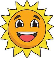 Happy Sun Cartoon Colored Clipart Illustration vector