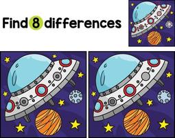 UFO Spaceship Find The Differences vector