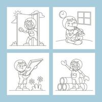 Future Robot Cat Coloring Pages for Children vector