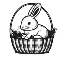 Easter Basket with bunny and eggs vector