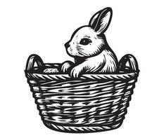 Easter Basket with bunny and eggs vector