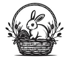 Easter Basket with bunny and eggs vector