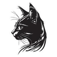 gato rostro, siluetas gato cara svg, negro y blanco gato vector