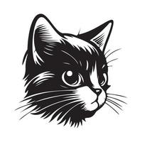 gato rostro, siluetas gato cara svg, negro y blanco gato vector