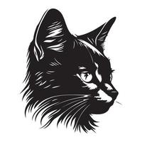 gato rostro, siluetas gato cara svg, negro y blanco gato vector