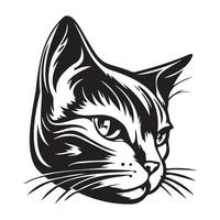 gato rostro, siluetas gato cara svg, negro y blanco gato vector