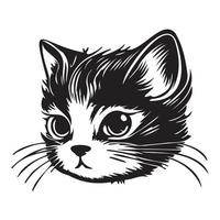 gato rostro, siluetas gato cara svg, negro y blanco gato vector