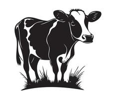 vaca retrato estilizado vector símbolo, negro y blanco vaca, vaca, lechería icono