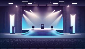 Stage of conference hall, presentation and concert scene. photo