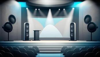 Stage of conference hall, presentation and concert scene. photo