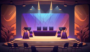 Stage of conference hall, presentation and concert scene. photo