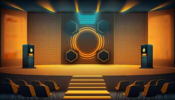 Stage of conference hall, presentation and concert scene. photo