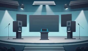 Stage of conference hall, presentation and concert scene. photo