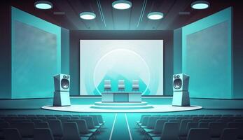 Stage of conference hall, presentation and concert scene. photo