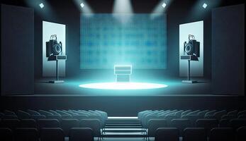 Stage of conference hall, presentation and concert scene. photo
