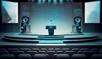 Stage of conference hall, presentation and concert scene. photo