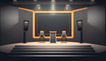 Stage of conference hall, presentation and concert scene. photo
