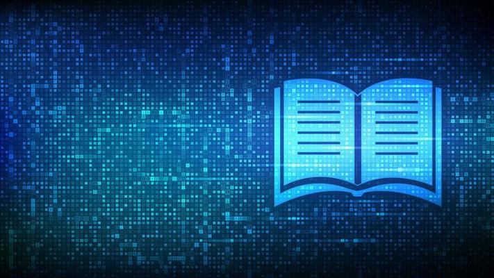 E-learning made with binary code. Innovative online education. Webinar, teaching, online training courses. Skill development. Digital binary data streaming digital code background. Vector illustration