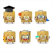 School student of sling bag school cartoon character with various expressions vector