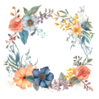 rustikal botanisch Rahmen mit Wildblumen und Laub png transparent Hintergrund