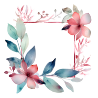 Bohemian botanical frame with eucalyptus leaves and pink flowers PNG Transparent Background