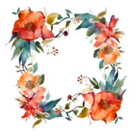 rustikal Blumen- Rahmen mit Wildblumen und Eukalyptus Blätter. perfekt zum Land schick Hochzeiten. png transparent Hintergrund