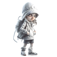 Cute and Mischievous 3D Burglar Girl Perfect for Childrens Media and Apps PNG Transparent Background