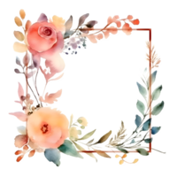 Bohemien botanisch Rahmen mit Eukalyptus Blätter und Rosa Blumen png transparent Hintergrund
