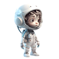 The Universe is Hers 3D Cute Girl in Astronaut Outfit PNG Transparent Background