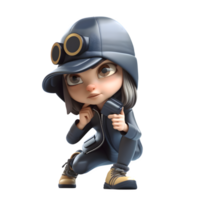Lovable 3D Burglar Girl Cute and Mischievous Character for Kids Entertainment PNG Transparent Background