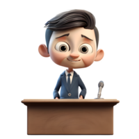 3D Businessman Giving Presentation for Education or Training Materials PNG Transparent Background