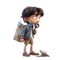 Confident 3D Journalist Boy with Bag Great for Broadcast or Interview Inspired s. PNG Transparent Background