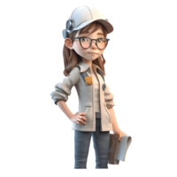 Dynamic and Productive 3D Engineer Women Energetic and Industrious Characters for Environmental Engineering Advertising PNG Transparent Background