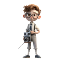 Persistent 3D Student boy with dedication on white background PNG Transparent Background